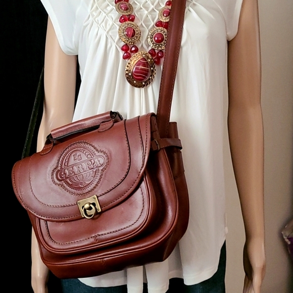 Vintage GERPA Real Brown Leather Purse Satchel Handbag Crossbody - Picture 10 of 15